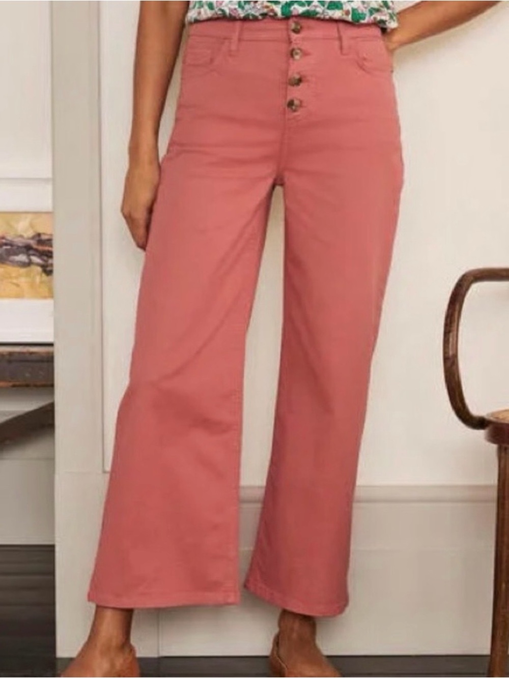 Boden Horn Button Fly Wide Leg Jeans
